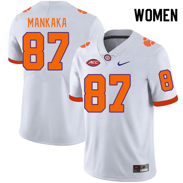 Women's Clemson Tigers Michael Mankaka #87 College White NCAA Authentic Football Stitched Jersey 23CC30EF